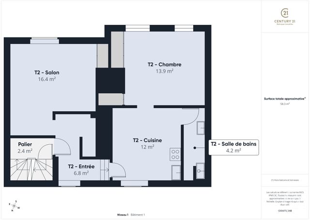 Appartement F3 à vendre - 3 pièces - 52.9 m2 - AUNEAU BLEURY ST SYMPHORIEN - 28 - CENTRE - Century 21 Ld Immobilier