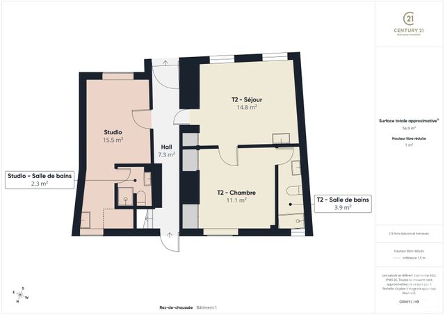 Appartement F1 à vendre - 1 pièce - 30.9 m2 - AUNEAU BLEURY ST SYMPHORIEN - 28 - CENTRE - Century 21 Ld Immobilier